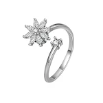 Anel giratório de floco de neve em prata S925, ideal para aliviar a ansiedade e o estresse. Um acessório elegante e calmante para uso diário. — foto 11