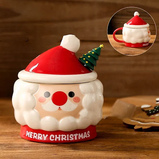 Title 4, Creative Christmas Ceramic Cup With Cover Spoon...