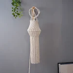 Abajur boêmio artesanal com borlas para quarto, decoração em fio de algodão, perfeito para criar um ambiente aconchegante. — foto 15
