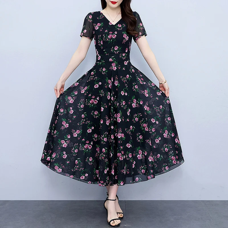 Title 7, Chiffon Floral Dress Plus Size Plump Girls Wais...