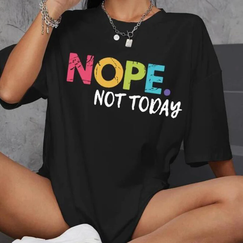 Title 3, Oversized Not Today Not Round Neck T-shirt Dame...