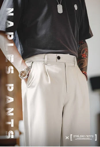 Title 2, Vintage Naples Trousers Design Sense Straight C...