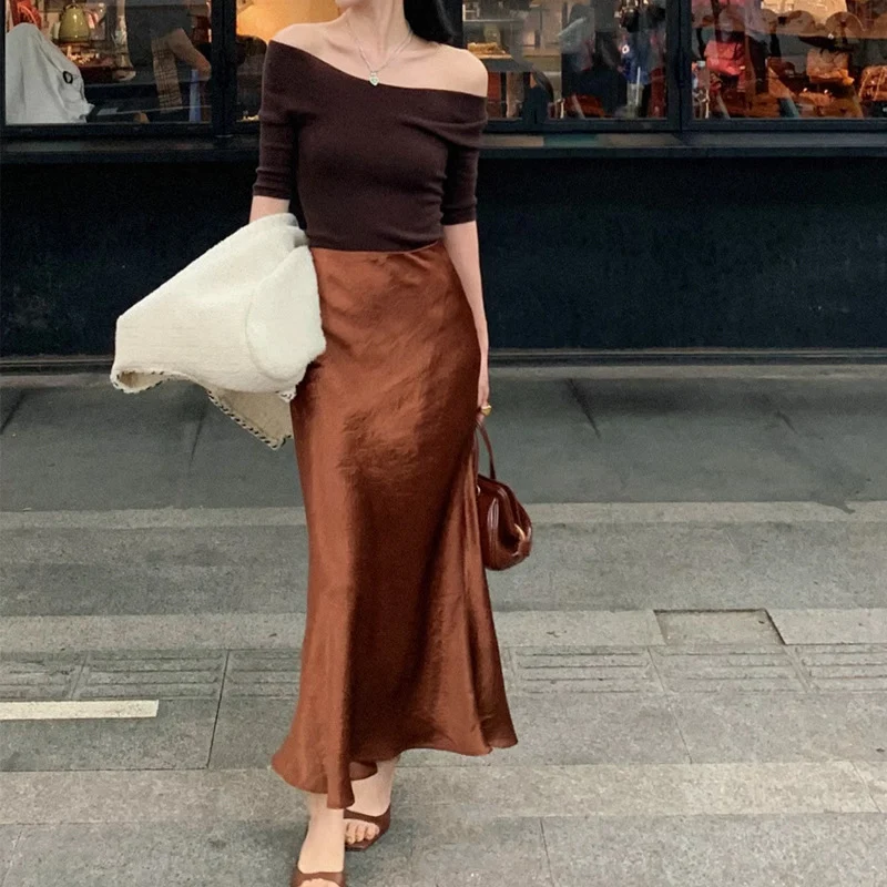 Suknja sa Visokim Strukom, Letnji Stil, Usko, Oblik Ribljeg Repa, Vitka Linija, Elegantan Dizajn, Idealna za Leto — foto 16