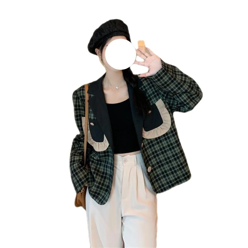 Title 5, Design Sense Niche Groen Plaid Jasje. Stijlvol ...