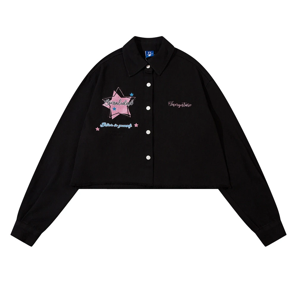 Niche Personality Five-pointed Star Embroidered Long-sleeved Shirt. Stand out with this unique design, offering comfort, — photo 6