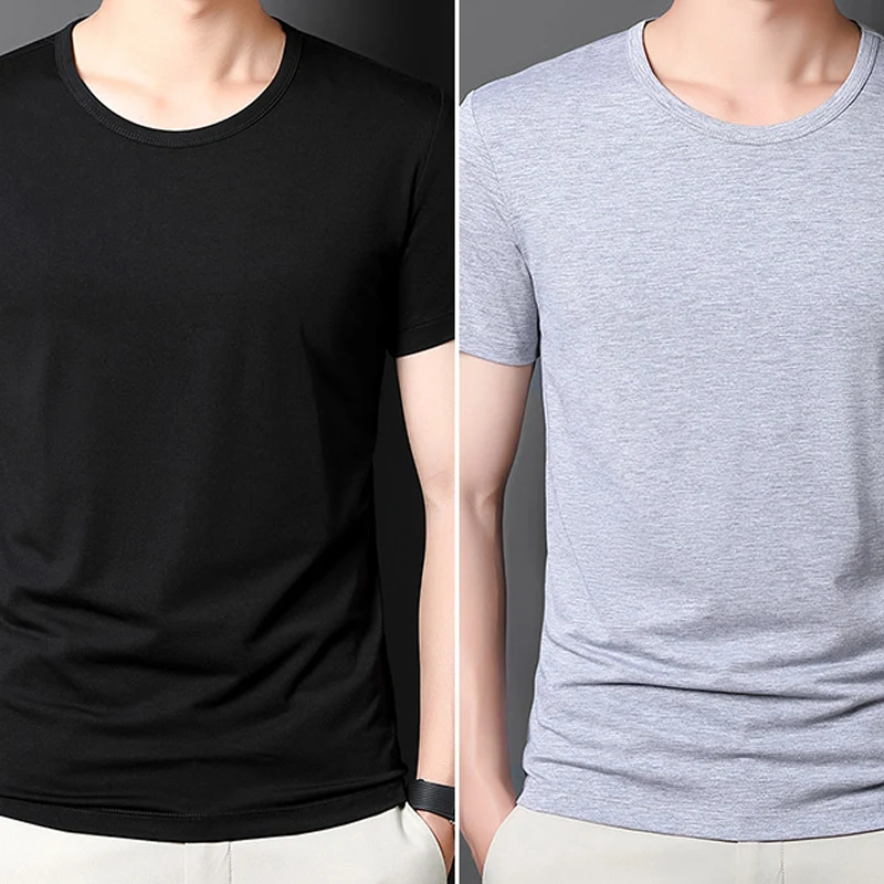 T-shirt da uomo a maniche corte in modal di seta ghiacciata e cotone, morbido e traspirante, perfetto per l'estate, per un comfort fresco. — foto 3