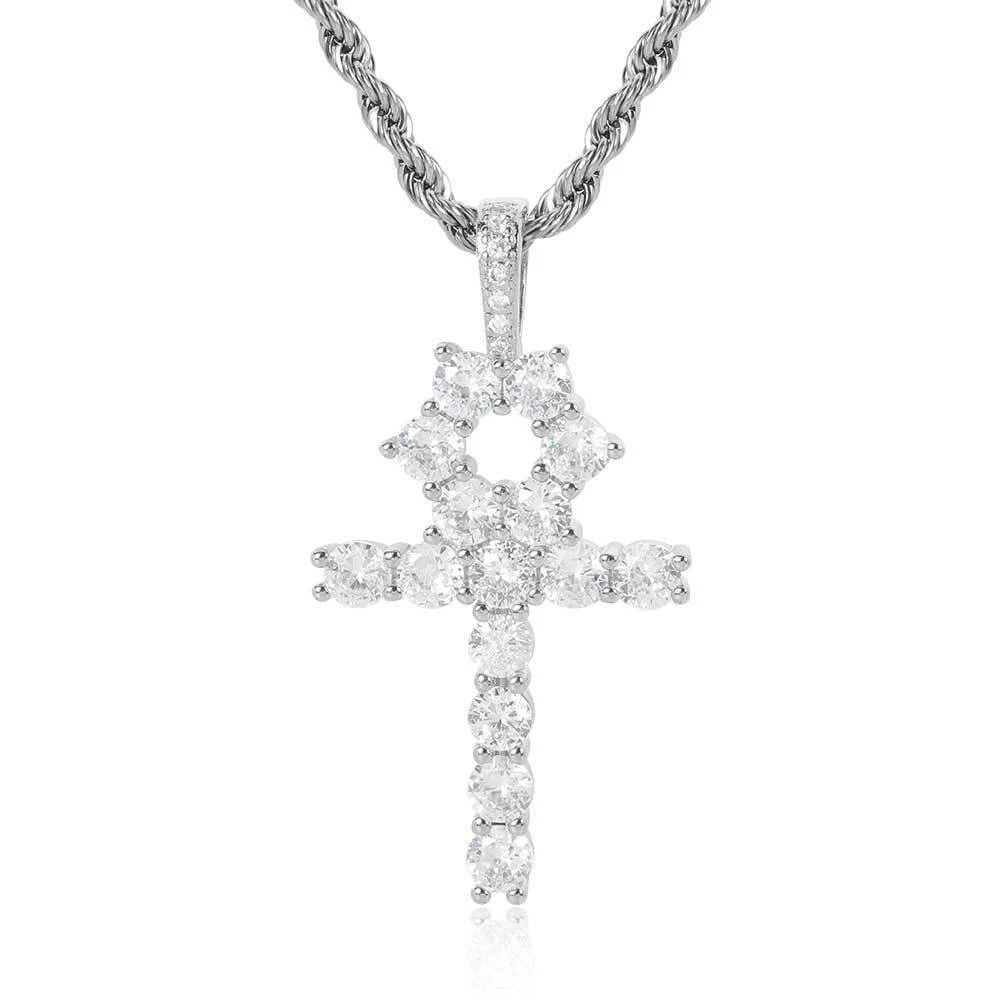 Colar pingente de cruz hip hop com micro zircônia, acessório moderno e brilhante. Perfeito para homens e mulheres que amam estilo. — foto 3