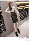 Saia em A de couro PU com fenda, ideal para um visual moderno e sofisticado. Combine com blusas e tops para diversas ocasiões. — foto 23
