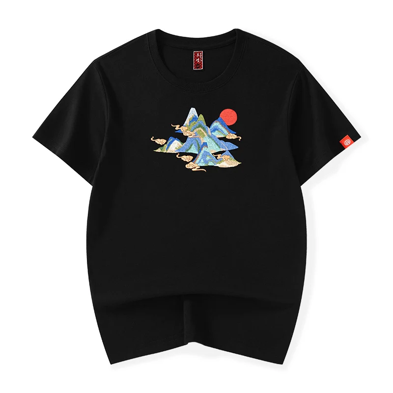 T-shirt estivo da uomo in stile cinese con ricamo a maniche corte. Perfetto per l'estate, fresco ed elegante, un design unico e traspirante per il caldo. — foto 7