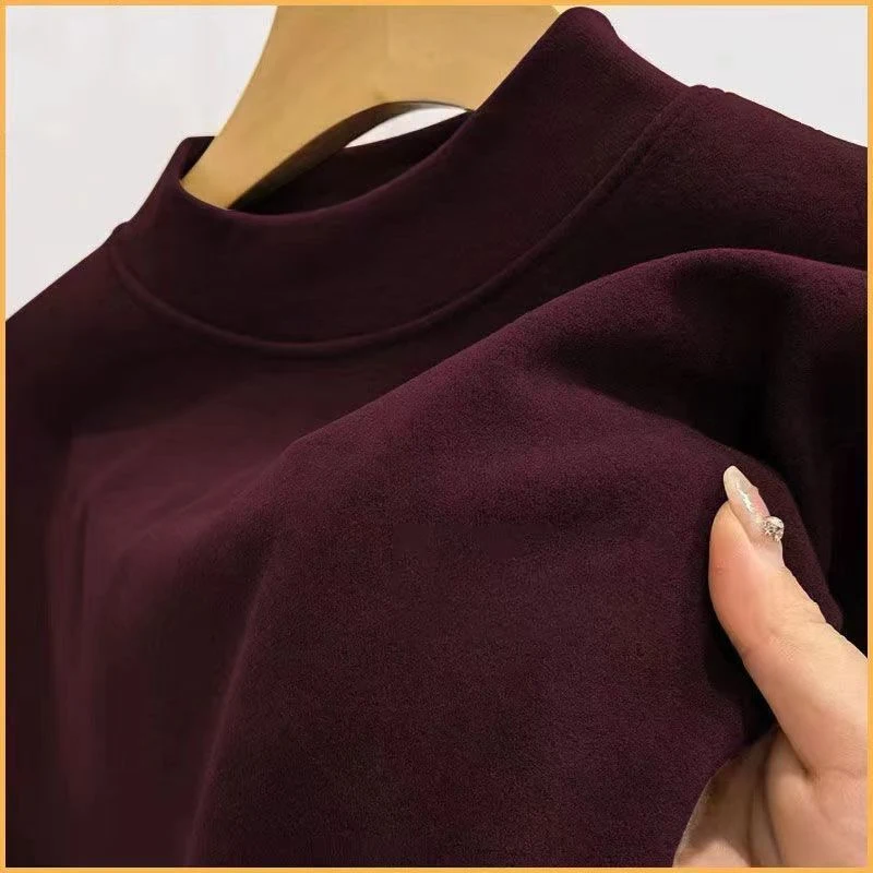 Men's Undershirt Half Turtleneck Solid Color Long-sleeved T-shirt Autumn Clothes Comfortable and Stylish Layering — photo 6