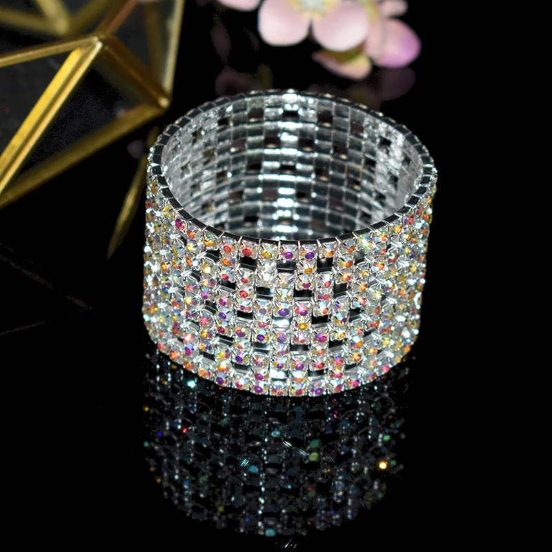 Pulseira elástica com strass, multicamadas, estilo europeu e americano. Adicione brilho e sofisticação ao seu visual! — foto 14