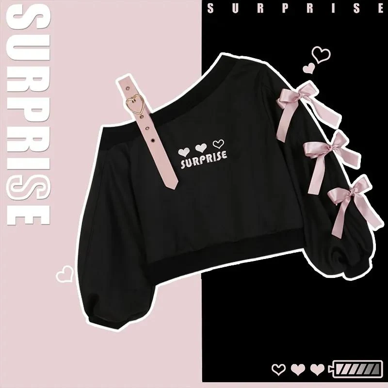 Loli-Pullover mit Off-Shoulder-Design und Schleife, stilvoll und bequem. Der perfekte Casual-Chic-Look für Sie. — foto 2