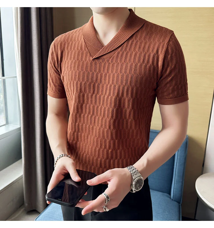 Title 6, Hollow Lapel Pullover Short-sleeved Clothes