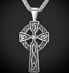 U7 cor dourada de aço inoxidável Triquetra Viking Triple Horn Of Odin Jewelry Fashion Cross Irish Knot Men colar & penda — foto 2