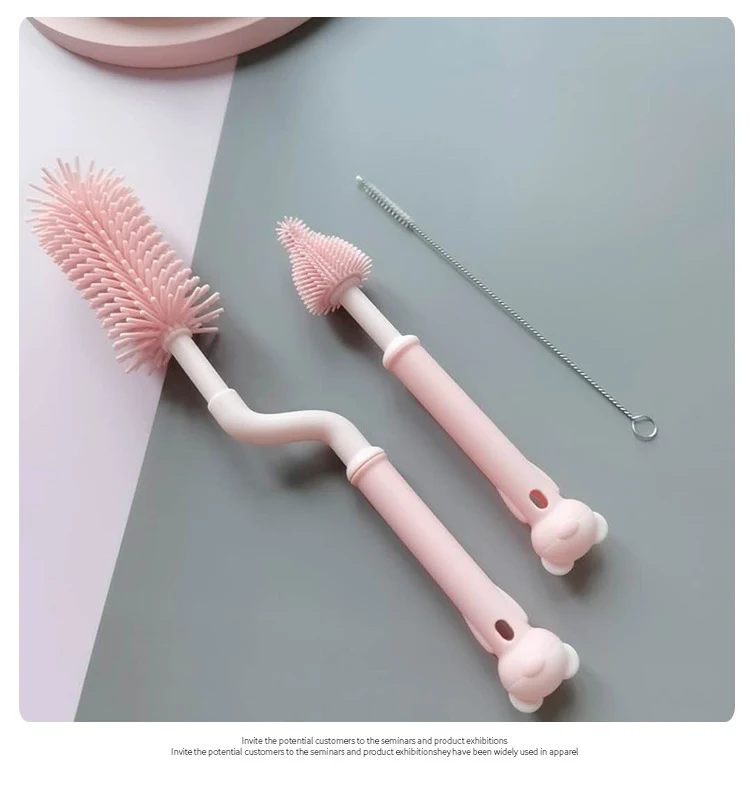 Escova de mamadeira de silicone multifuncional para bebês Rotação de 360 graus Limpa mamadeiras e acessórios de forma eficaz e segura. — foto 2