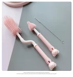 Escova de mamadeira de silicone multifuncional para bebês Rotação de 360 graus Limpa mamadeiras e acessórios de forma eficaz e segura. — foto 2