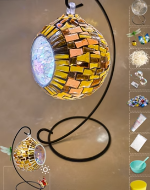 Luminária Menorá Pendurada DIY Mosaico de Vidro Artesanal Quebra-Cabeça Infantil Brinquedos Caseiros Estimulando a Criatividade — foto 10