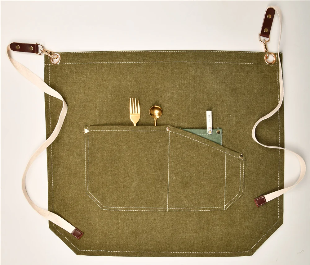Title 22, Baked Denim Canvas Leather Short Apron for cook...