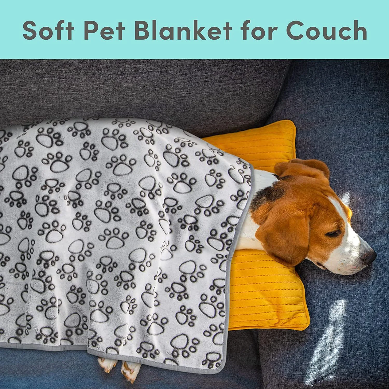 Title 5, Soft High Quality Pet Blanket Grey Paw Dog Blan...