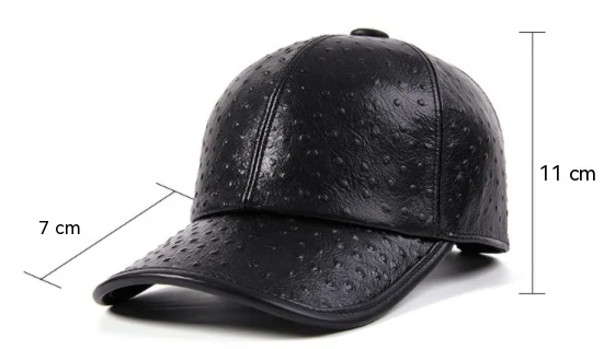 Title 1, Mens Warm Ostrich Pattern Cowhide Baseball Hat