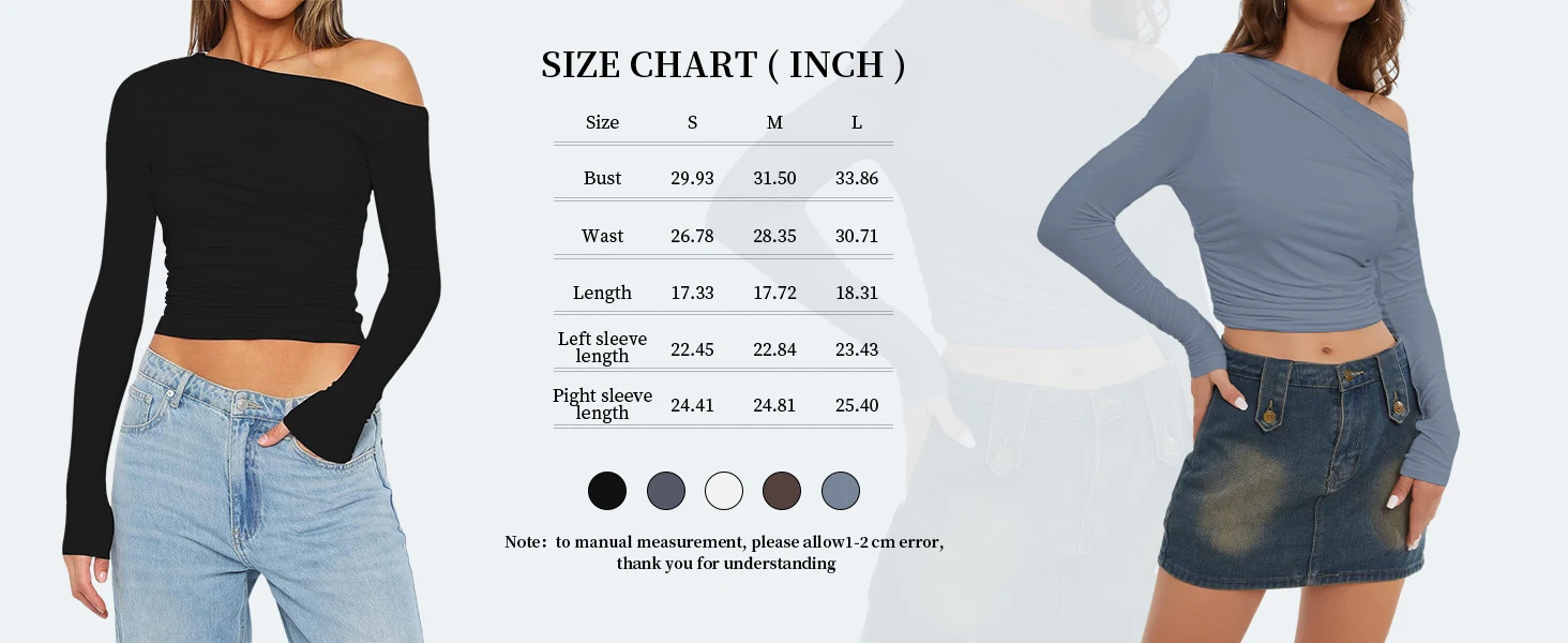 Title 1, Womens Slanted Shoulder Tight Fitting Long Sle...
