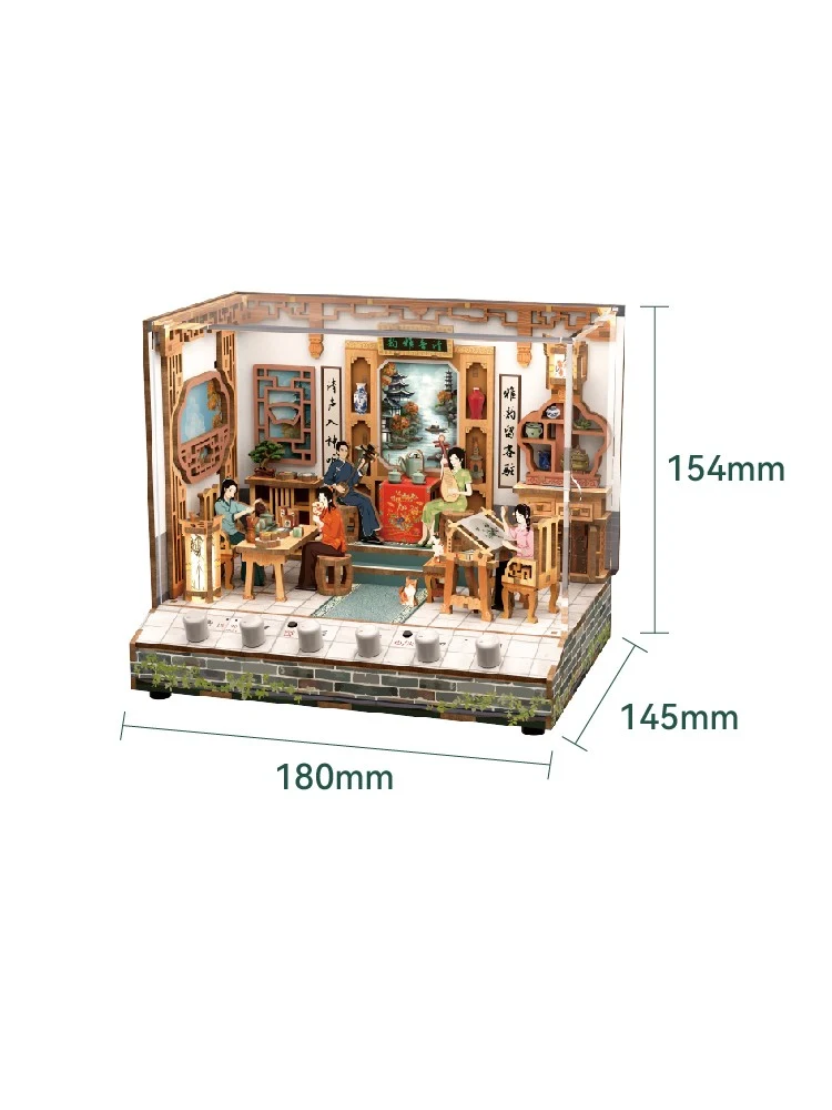 Enfeite 3D de madeira DIY Villa Cottage montado à mão. Crie cenas encantadoras, um presente perfeito e decoração artesanal. — foto 15