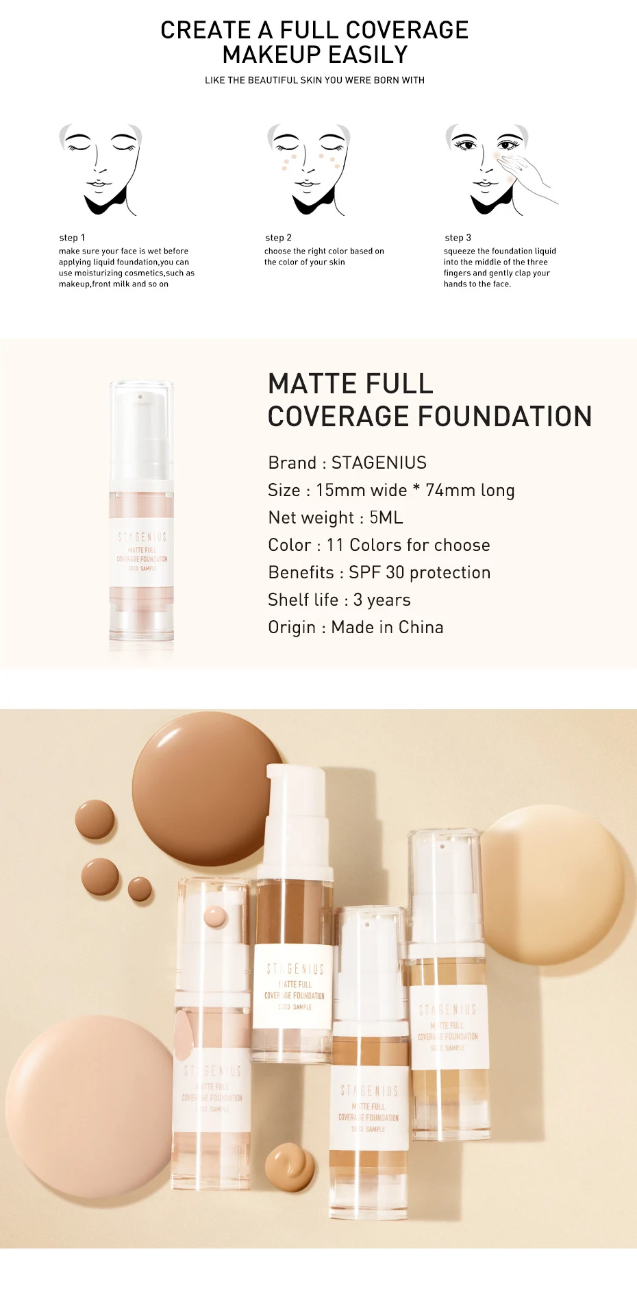 Title 7, Lightweight Concealer Liquid Foundation for fla...