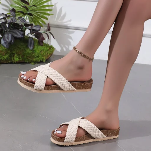 Title 8, Plus Size Womens Cross Strap Platform Slippers...