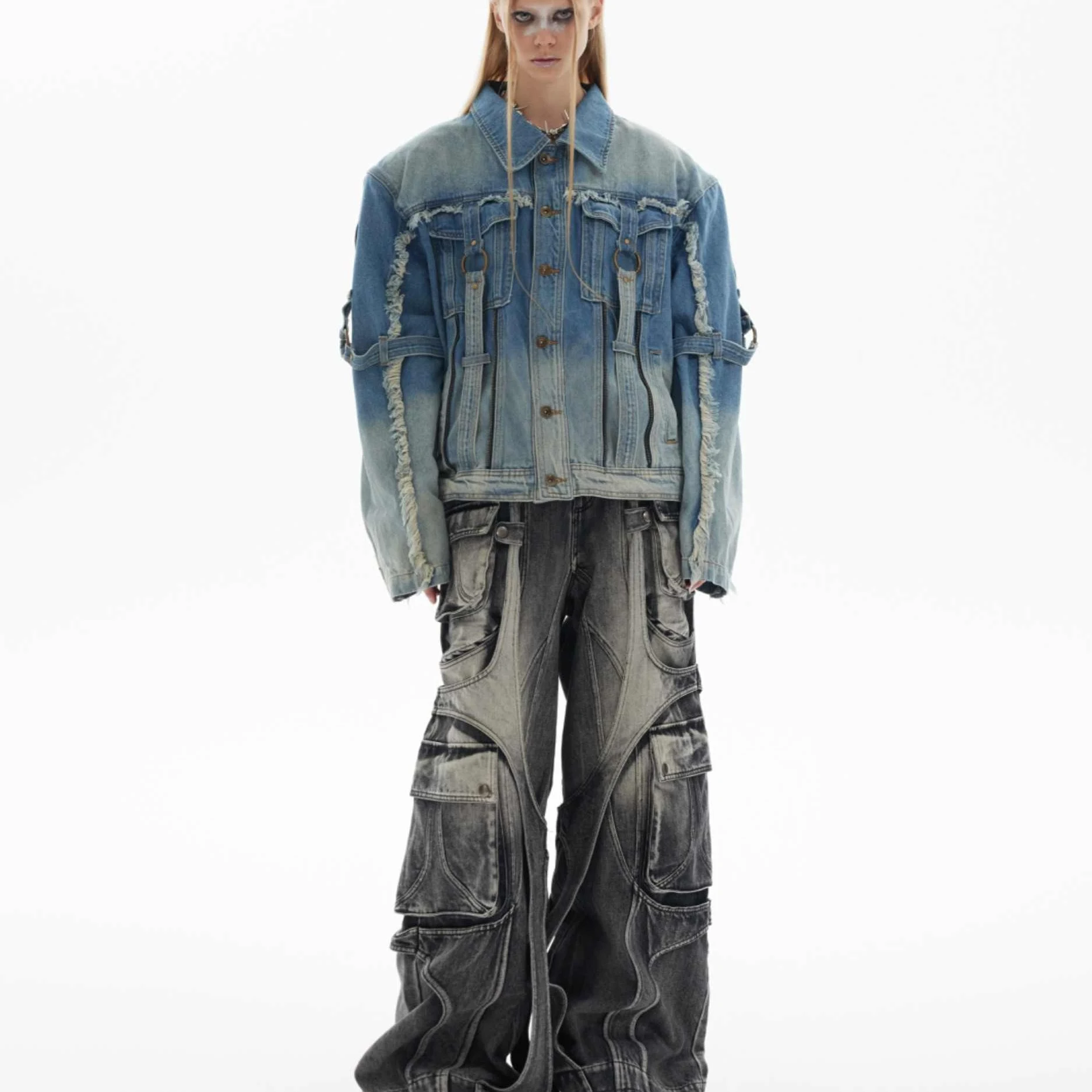 Title 6, Design Sense Denim Coat Gradient Washing Stylis...