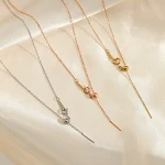 Colar de aço inoxidável ajustável banhado a ouro 14K, simples e elegante, ideal para uso diário e looks versáteis. — foto 10