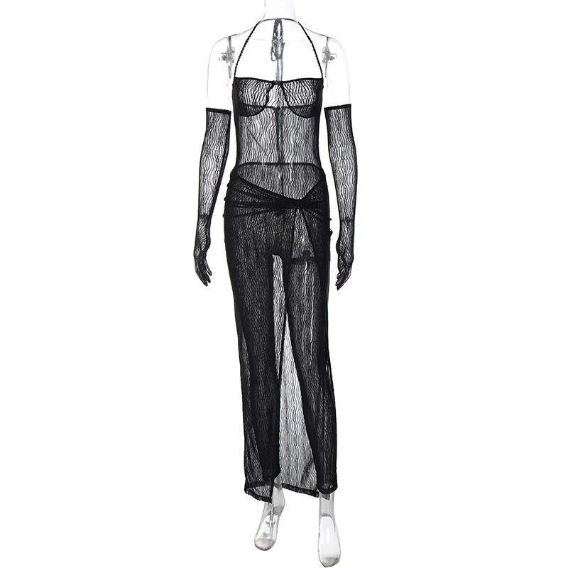 Title 5, Bra Lace-up Perspective Jumpsuit Slim Fit Split...