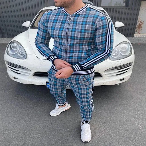 Title 4, Mens Striped Plaid Zip Jacket Coat Comfortable...