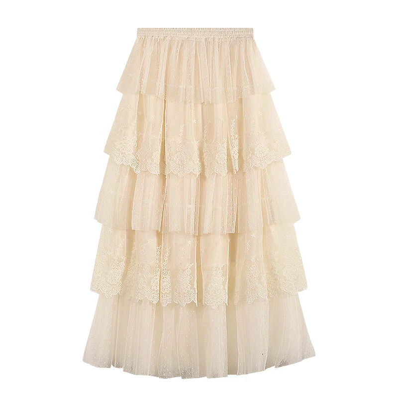 Embroidered Lace Mesh Skirt Cake A-Line Skirt, a stylish and elegant choice, perfect for creating a feminine look for an — photo 2