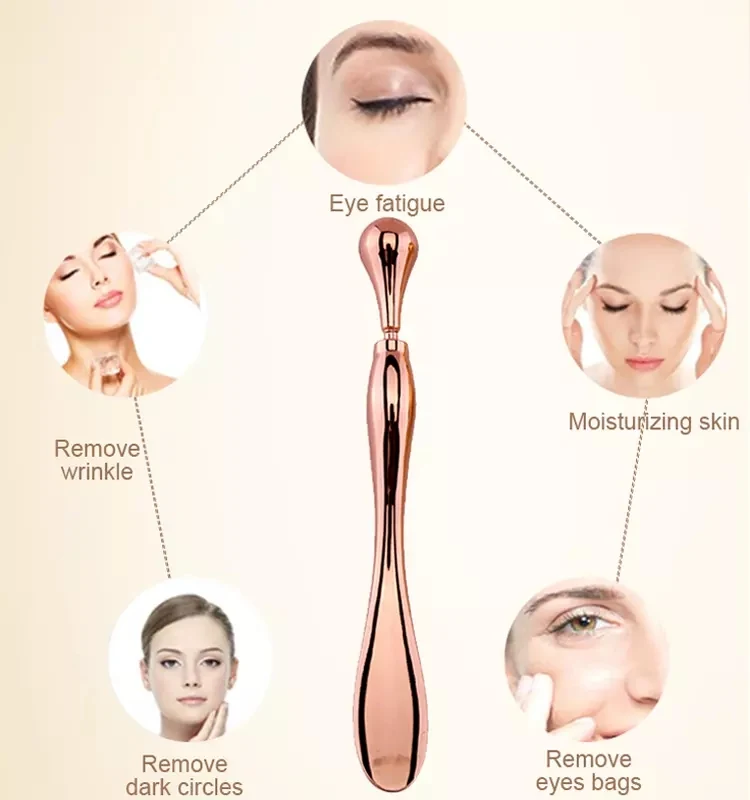 Bastão aplicador de creme para os olhos com rolo e espátula de metal, massageador facial, reduz inchaço e olheiras, metal M. — foto 14