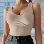 Women's Slim-fit Deep V-neck Midriff-baring Knitted Vest, a stylish and versatile top for a modern, confident look, perf — photo 14