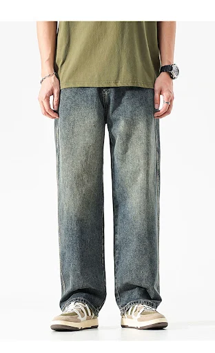 Title 6, Mens loose and simple solid color jeans for ul...
