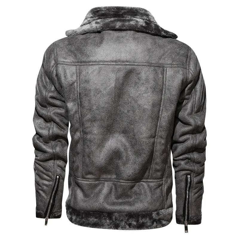 Title 11, Winter lapel leather jacket plus velvet thick c...