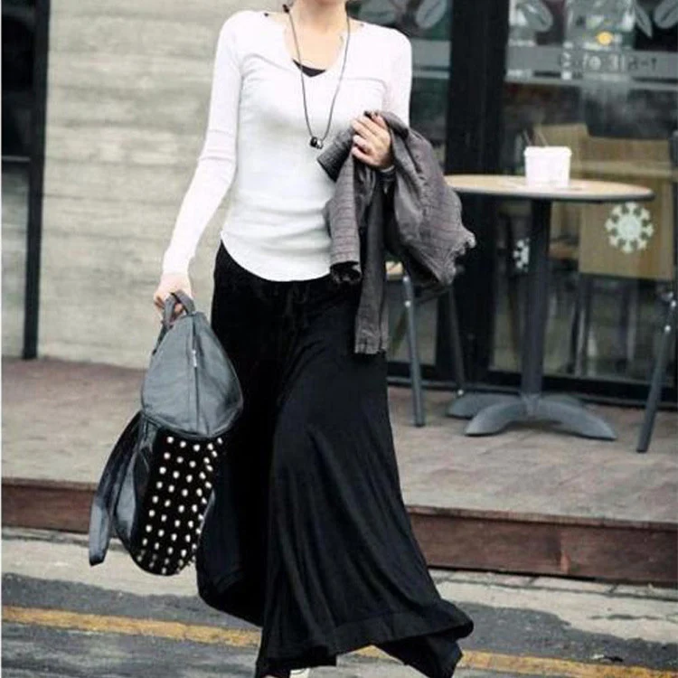 Title 2, Womens Fashion Simple Solid Color Irregular Sk...