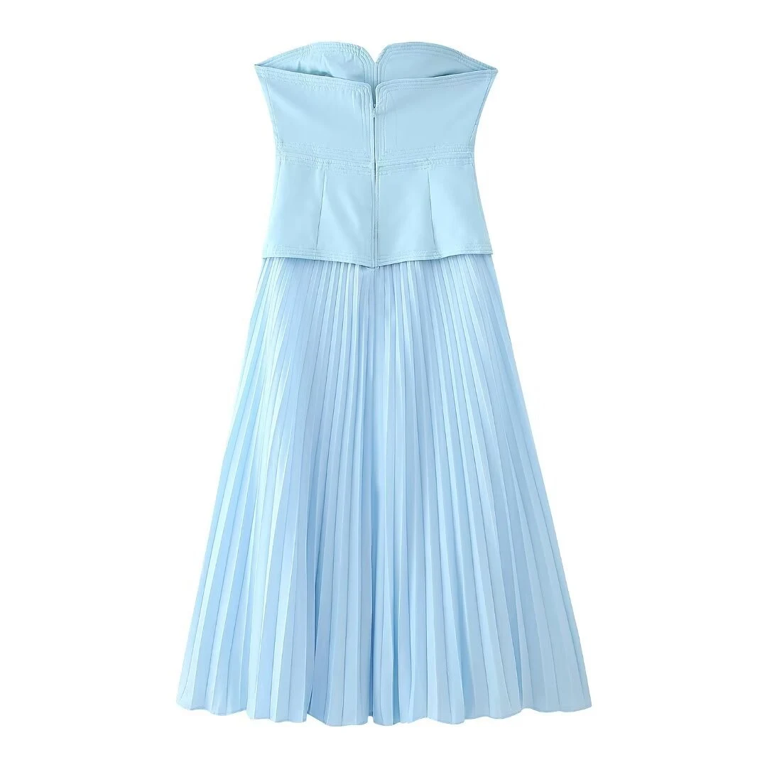Sweet Girlish Tube Top Suspender Skirt Hollow Design Sexy Pleated Skirt — photo 7