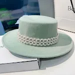 Cappello a cilindro piatto con catena di perle eleganti per bambini bianchi autunno e inverno — foto 2