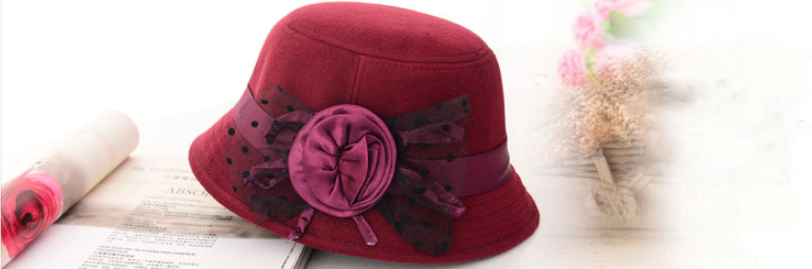 Title 12, Novo estilo casual feminino chapéu de lã com ab...