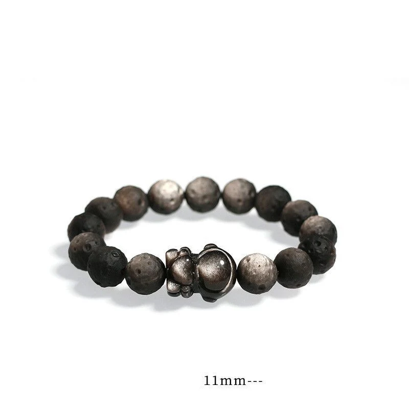 Pulseira de mão em obsidiana Lua Congelada para serenidade. Reduza o estresse, melhore a clareza mental e adicione um toque de estilo ao seu dia a dia. — foto 3