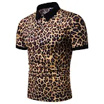 Muška Majica sa Leopard Printom Kratak Rukav Udobna i Moderna. Idealna za svakodnevno nošenje i izlaske, upotpunjuje tvoj autentičan stil. — foto 12