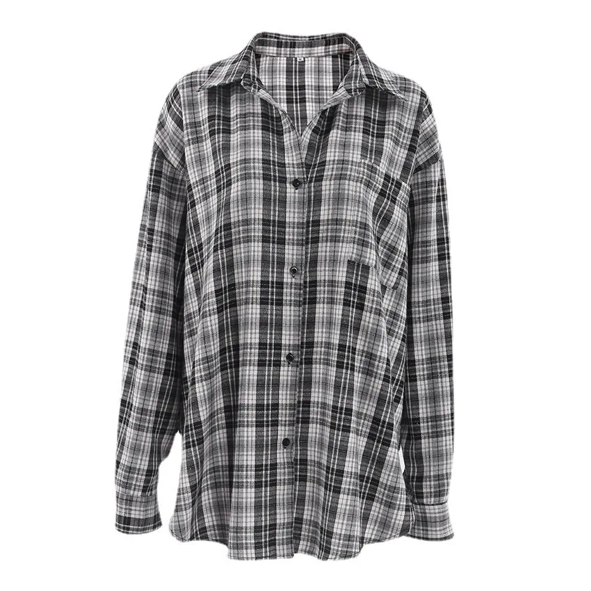 Title 6, Camicia a quadri casual da donna con tasche, re...