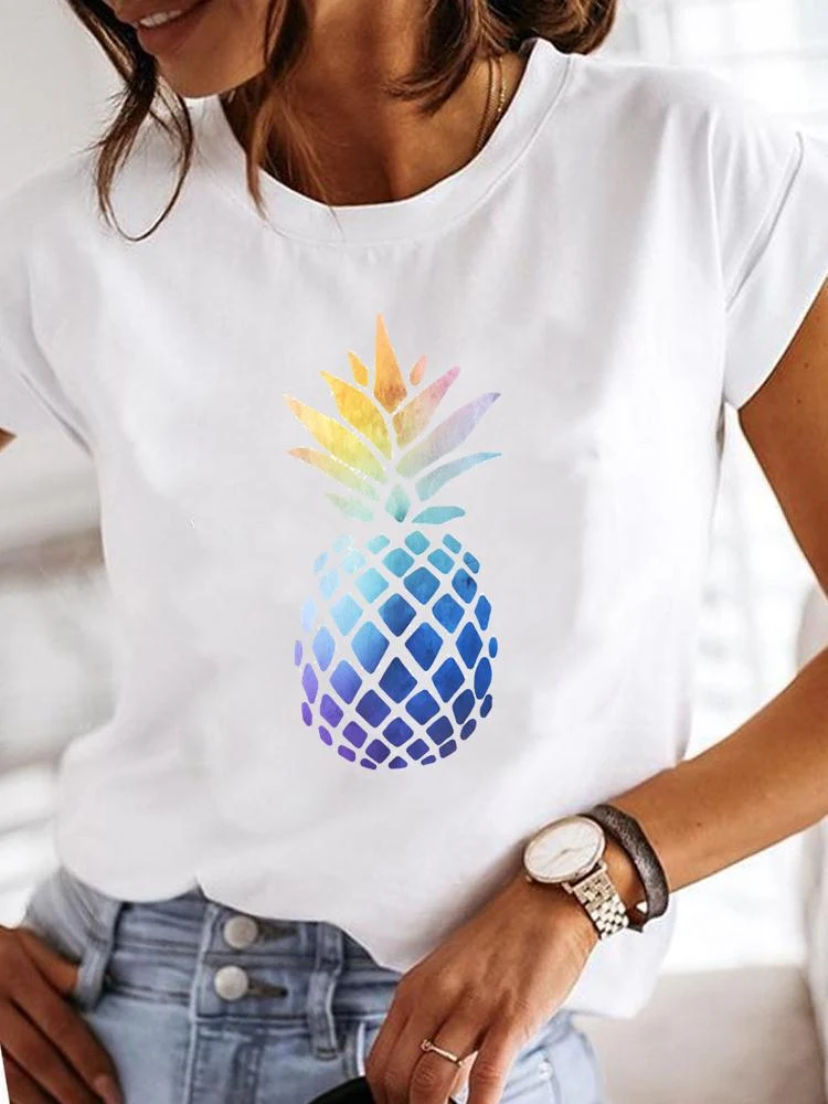 T-shirt stampata casual girocollo per donna — foto 13