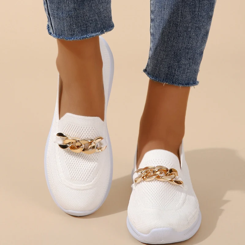Scarpe da donna slip-on grandi, in mesh traspirante, con tacco basso, tessuto volante, leggere e perfette per l'estate. — foto 5