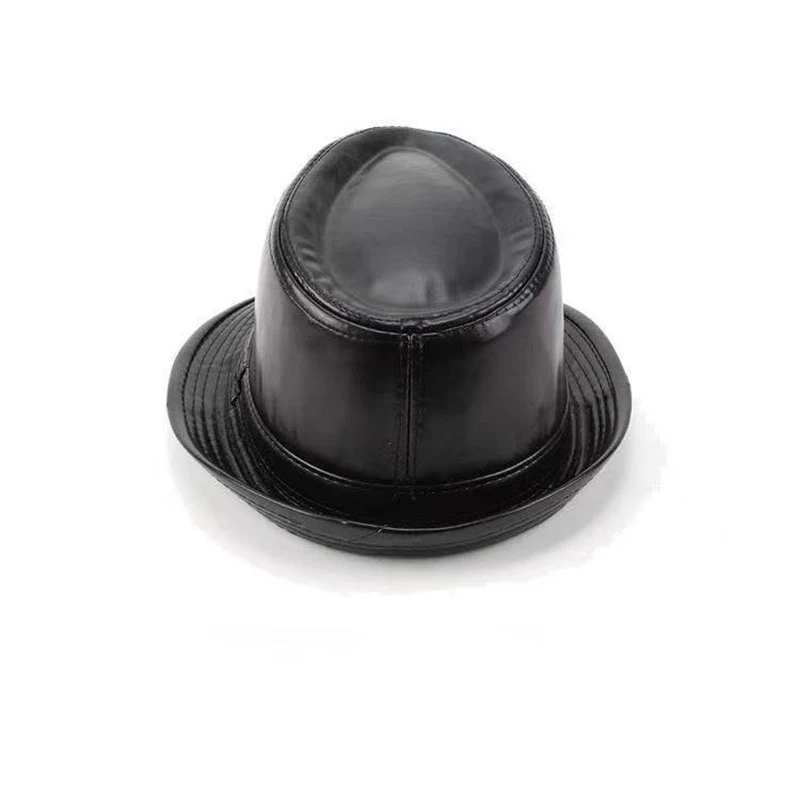 Title 4, Mens Simple Fashion Leather Jazz Top Hat A sty...