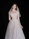 Vestido de noiva branco para casamento com fio leve e tubo de jantar — foto 10