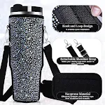 Conjunto de garrafa de água brilhante de 40 oz com bolsa, alça ajustável e efeito perolado. Mantenha-se hidratado com elegância. — foto 13