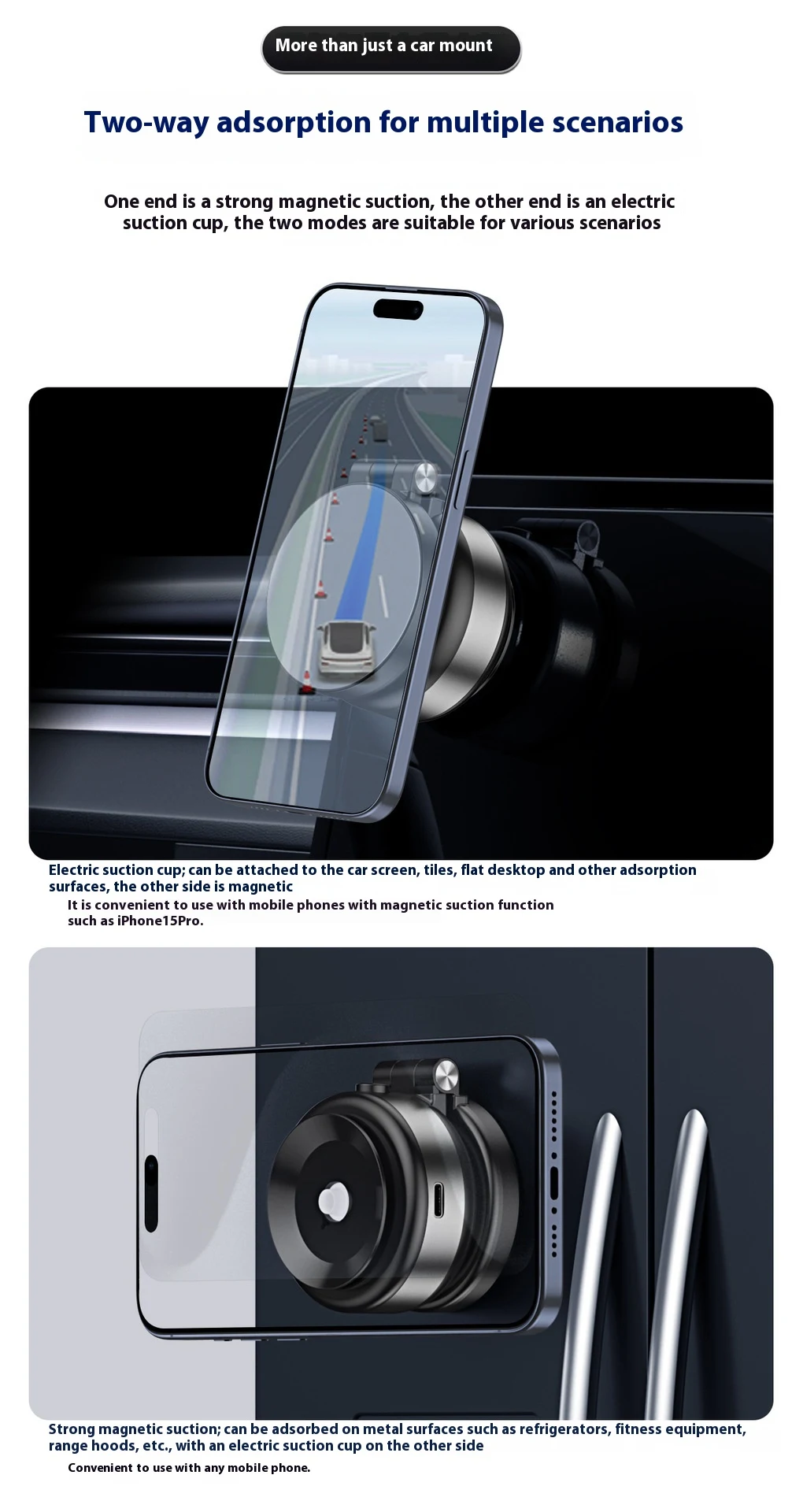 Title 11, Suporte para celular com sucção a vácuo de liga...